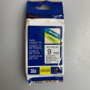 Cassette pour étiquettes plastifiées Brother P-touch TZe-221 noir sur blanc 9 mm, Cassette à ruban pour étiquettes, 8 m