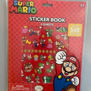 Livre d'autocollants Super Mario, 6 feuilles, plus de 500 autocollants inclus, neufs et scellés, Nintendo