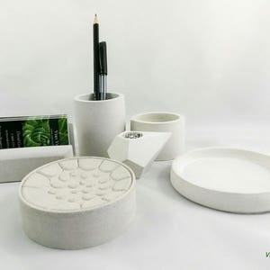 Concrete Desk Set White