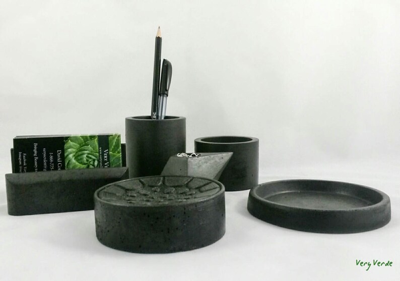 Concrete Desk Set Black