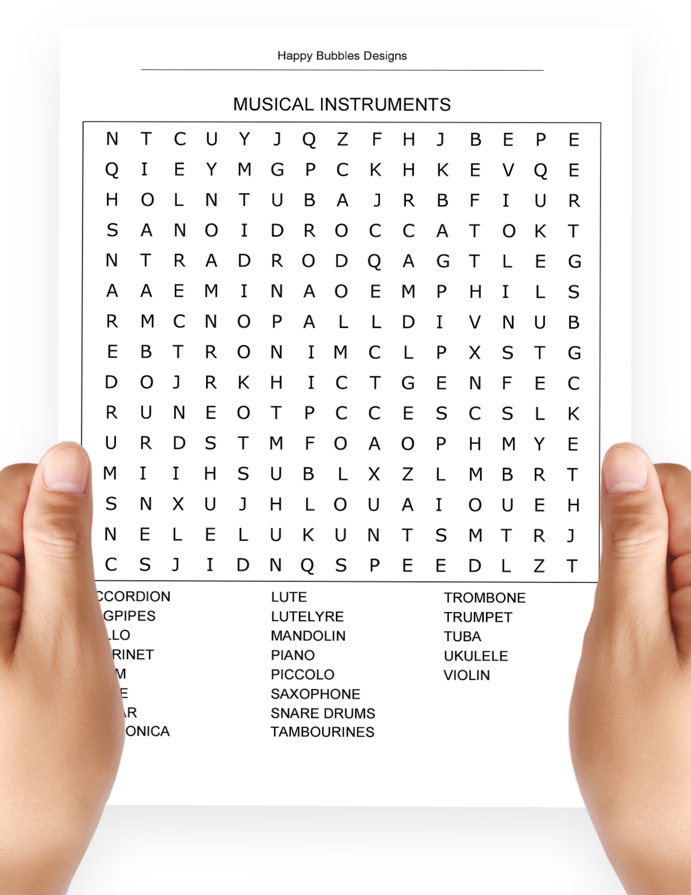musical instruments word search puzzle in large print etsy singapore