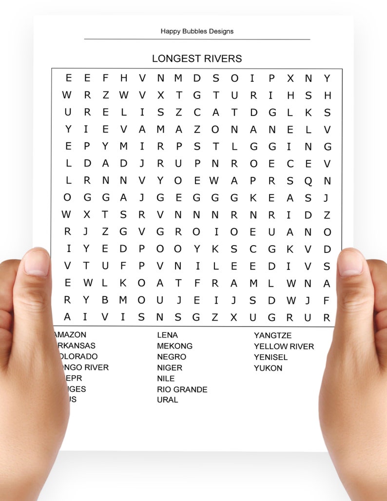 Longest Rivers Word Search Puzzle in Large Print - Etsy