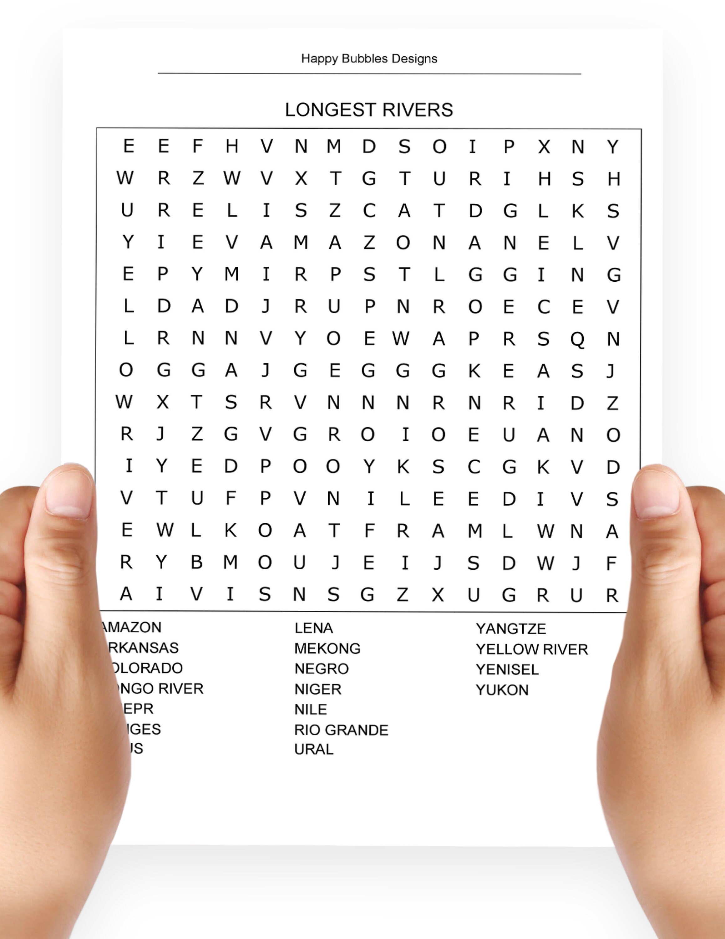 longest rivers word search puzzle in large print etsy australia