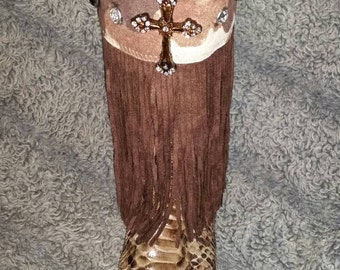 Boot Bling-Cowhide print with cross