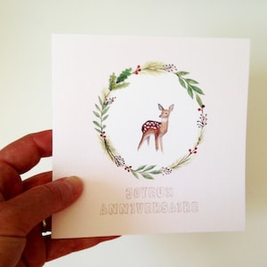 Carte anniversaire papier illustration faon