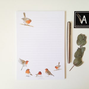 Bloco de papel para escrever garganta vermelha, aquarela, papelaria, pequeno presente de pássaro, impressão de pássaro, carta, papel pautado, lista de tarefas, memorando, nota adesiva