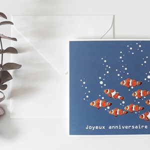 Carte anniversaire papier illustration poisson clown