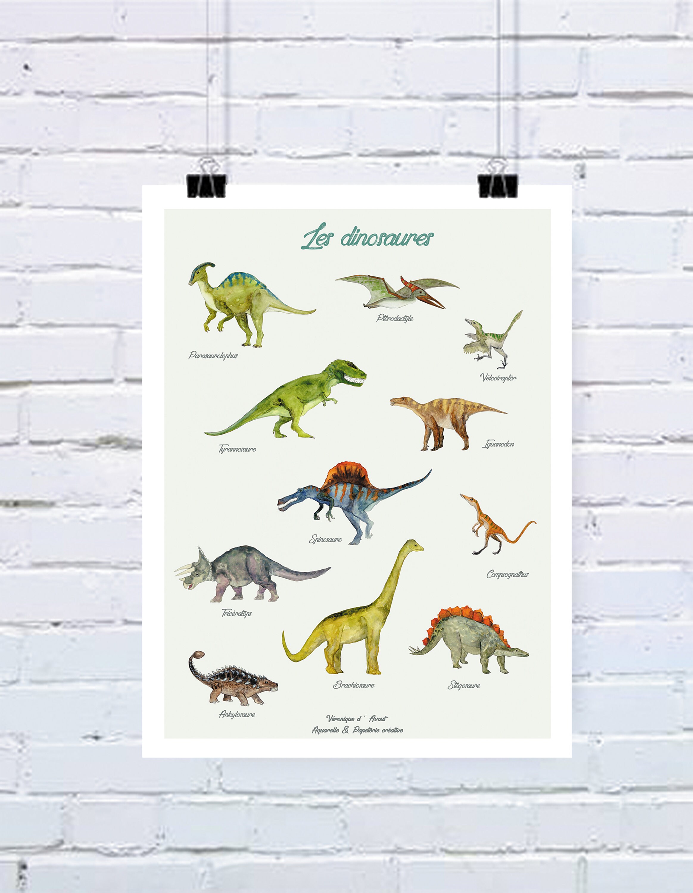 Affiche Déco Cadeau Les Dinosaures Type Deyrolle
