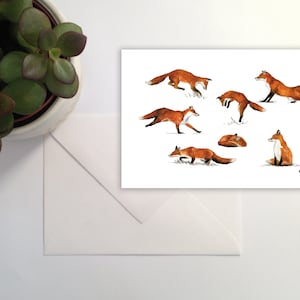 Carte renards aquarelle