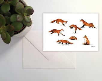 Carte renards aquarelle