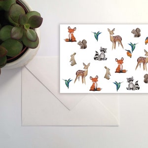 Carte de vœux double illustration woodland