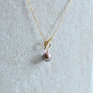 Toggle Clasp gold filled long and short chain necklace with Edison drop pearl