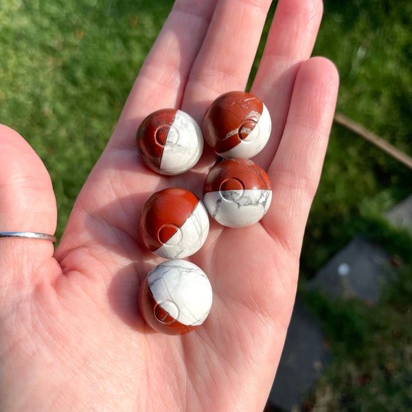 White Howlite spheres, poky balls, natural gemstones, meditation, artisan accessories, one of a kind, yoga, crystal spheres, gemstones