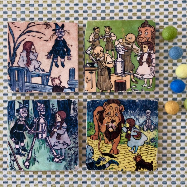 Vintage Wizard of Oz Coaster Set - Wonderful Book-Lover Gift with  Original Illustrations of Dorothy, Toto and all their Friends