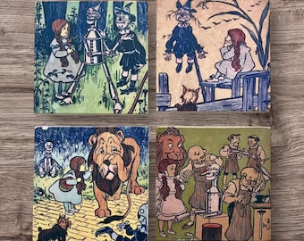 Vintage Wizard of Oz Coaster Set - Wonderful Book-Lover Gift with  Original Illustrations of Dorothy, Toto and all their Friends