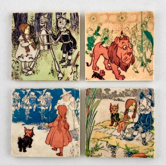 Vintage Wizard Of Oz Coaster Set Wonderful Book Lover Gift Etsy