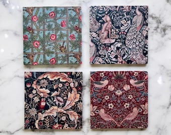 Classic Coaster Set - Featuring Four William Morris Designs - Great Gift for Arts & Crafts Style Fans
