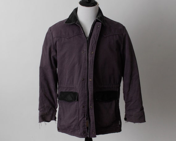 Vintage 80s Chore Work Coat Men's Walls Purple Ja… - image 2