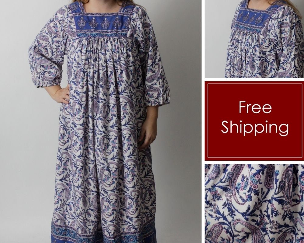 Vintage 80's Muumuu Dress Women's Floral Flower Moo Moo Paisley Sabrina  Grandma 80's Retro Large L -  Sweden