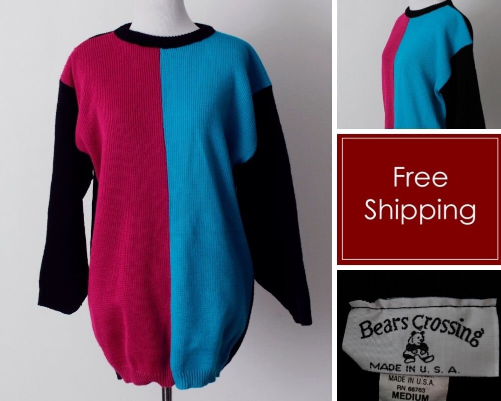 Color block 80s sweater best sale