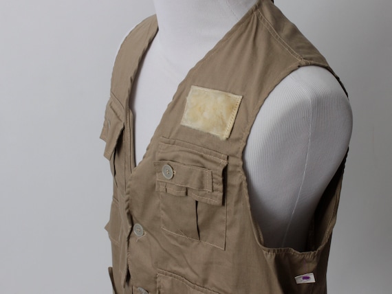 Vintage 90s Fishing Vest Fly Nesco Brown Hunt Fis… - image 3