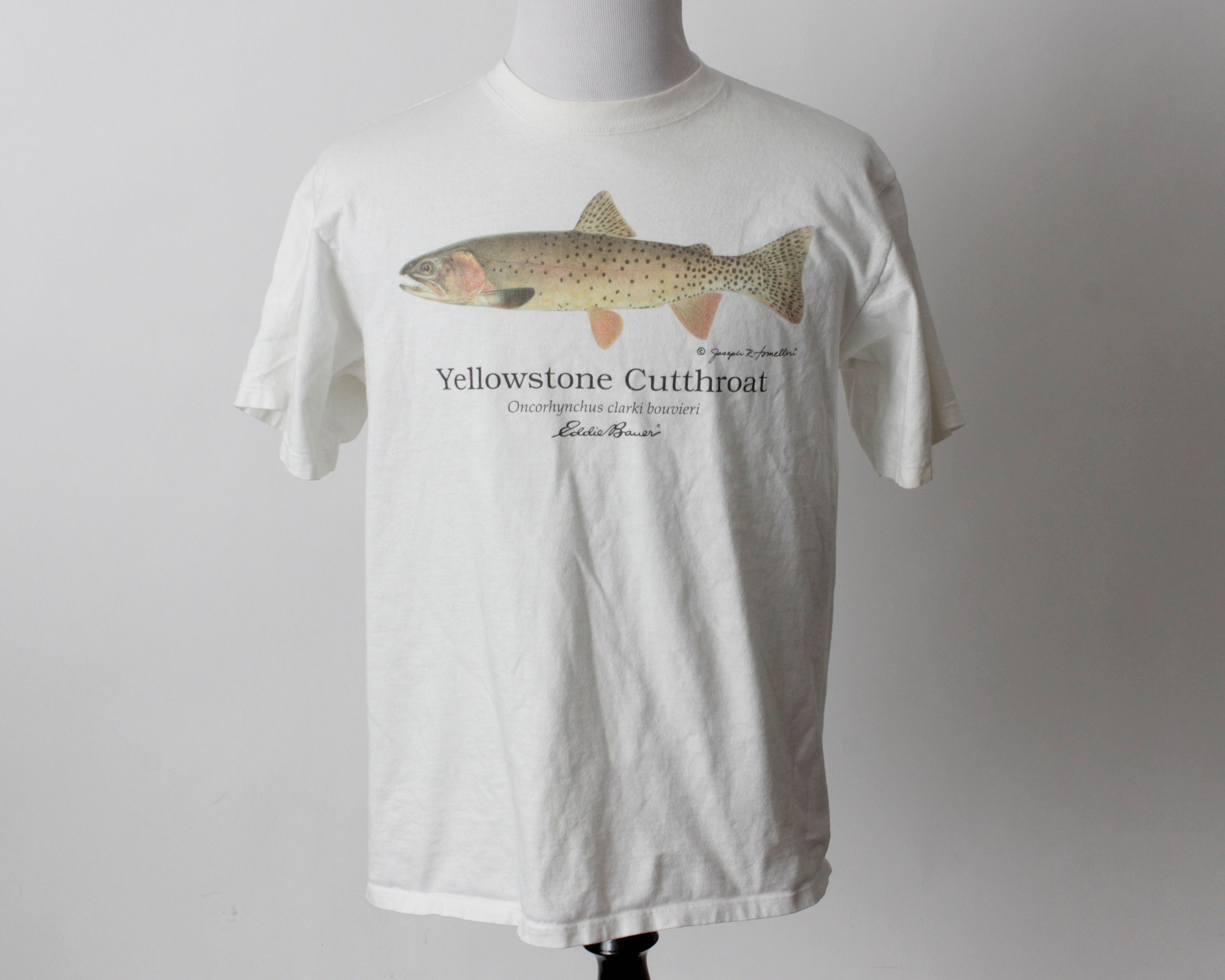 Vintage 80s Eddie Bauer T-shirt T Shirt Tee Fishing Fish
