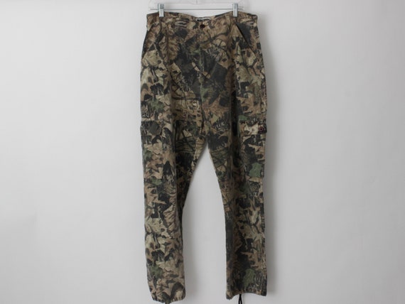 Vintage 90s Mossy Oak Camo Pants Camouflage Jerzees Hunting Hunt Fishing 35 x 31 Forest Floor - Retro 90's