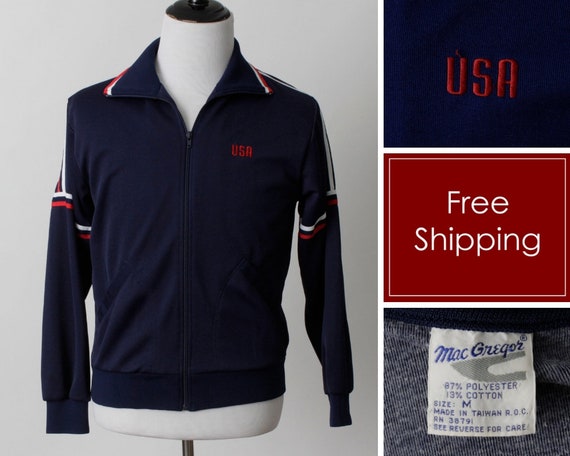 Vintage USA Jacket Track MacGregor Flag America 4… - image 1