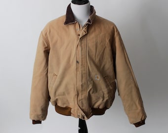 Veste Carhartt vintage des années 90 en détresse corvée de travail beige brun brun des années 90 - rétro Extra Large XL des années 90 fabriqué aux États-Unis