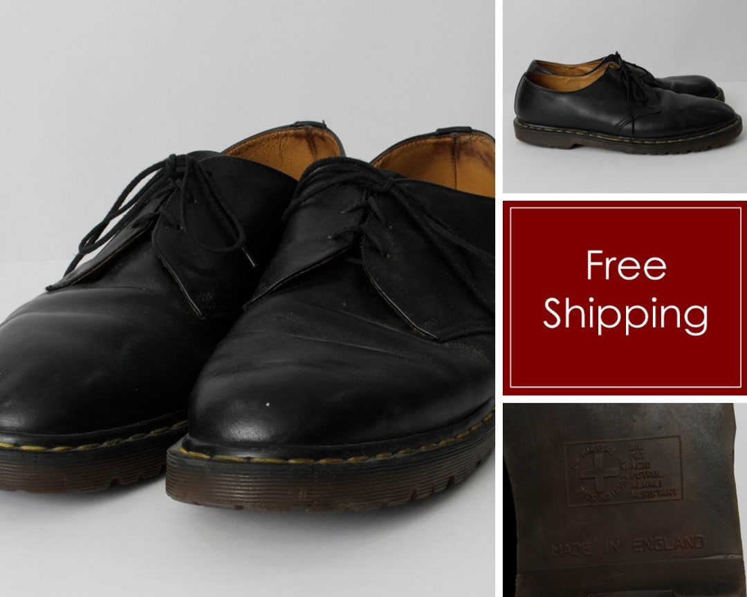 Vintage Men s Dr Martens Shoes Doc Size 16 Black Leather 90s Retro US 16 UK 15 EUR 51 Martin Made in England Etsy