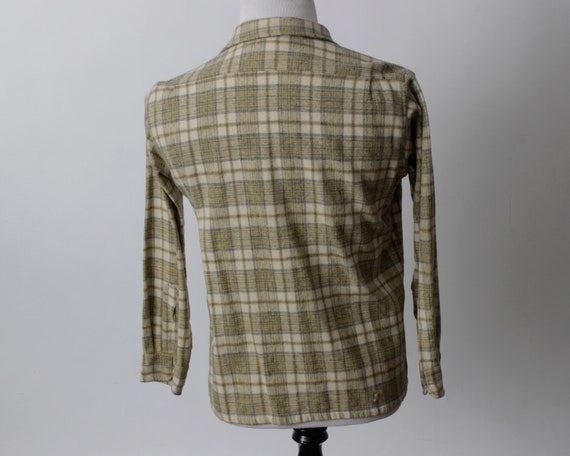 Vintage 50's Wool Plaid Shirt Men's Loop Collar L… - image 8