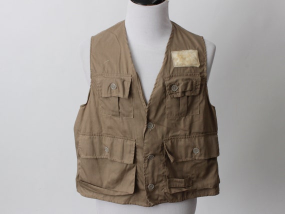 Vintage 90s Fishing Vest Fly Nesco Brown Hunt Fis… - image 2