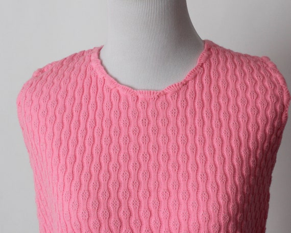 Vintage 80s Sweater Women's Pink Knit Textured Sl… - image 2