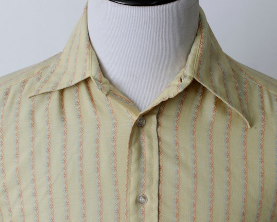 Vintage 70s Shirt Men's Sears Men's Yellow Red Bl… - image 3