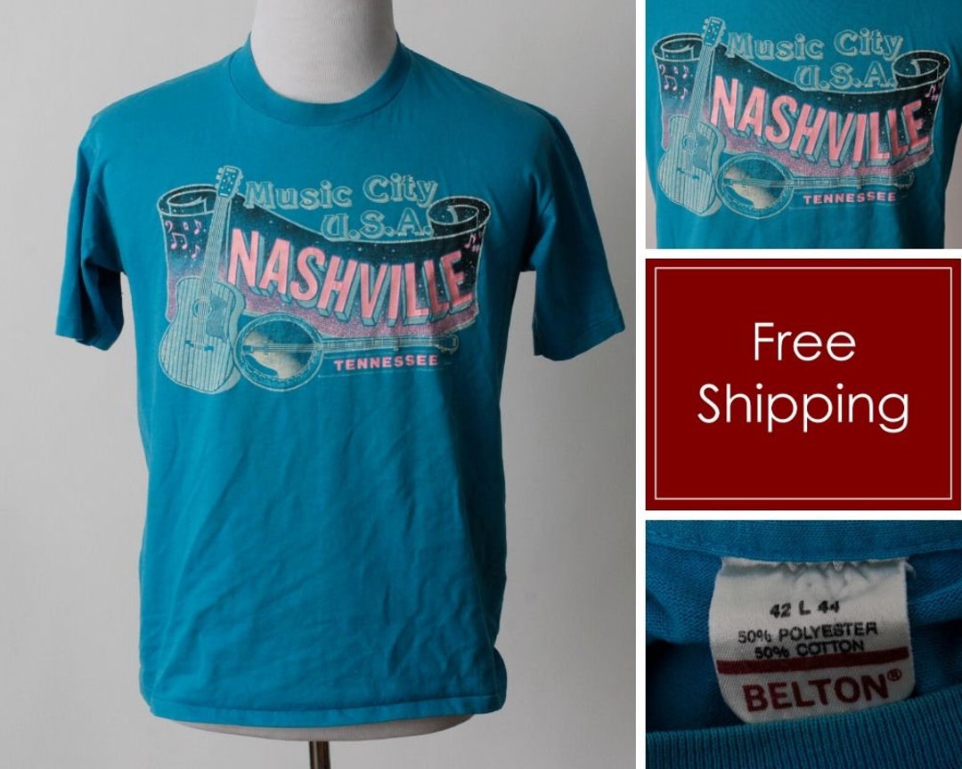 Vintage Nashville T Shirt Tshirt Tee Music Country Guitar Etsy