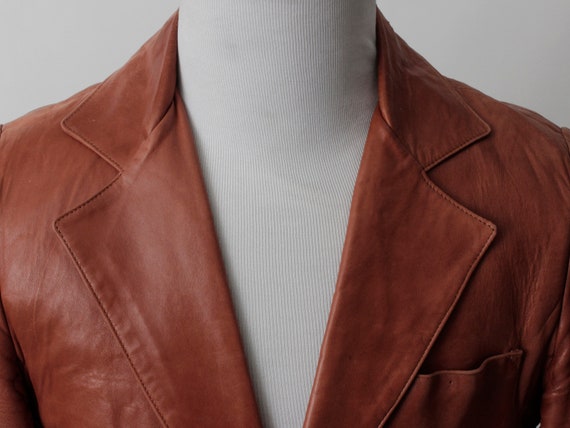Vintage Leather Jacket Mens Leather Jacket 80s Le… - image 2