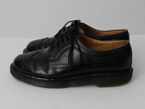 希少品Vintage90s Dr.Martens Leather Wingtip Vintage Dr Martens Shoes Wing Tip Wingtip Black Zoot Men's Us 10