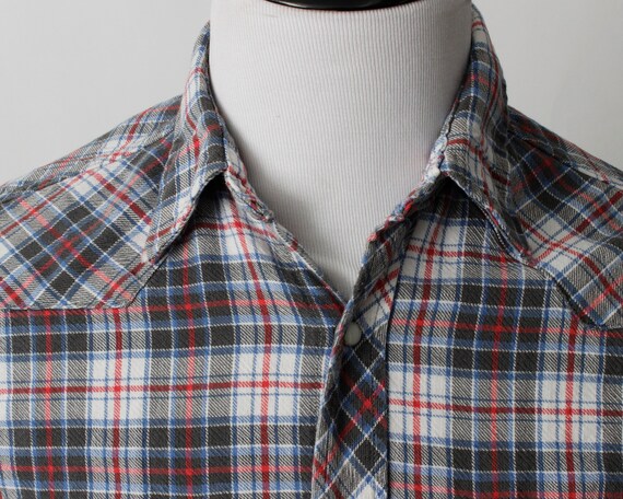 Vintage Men's Shirt Wrangler Plaid Western Cowboy… - image 3