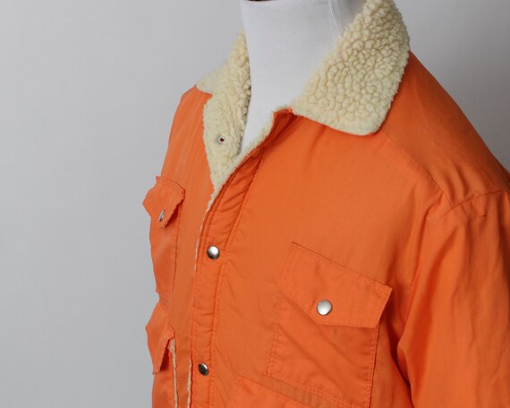 Vintage 70s Hunting Coat Jacket Sherpa Lined Oran… - image 4