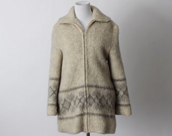 Vintage 70er Jahre Wollmantel Damen Alafoss Langer Umhang Jacke Parka Isländisch - 70's Retro Small S Made in Island