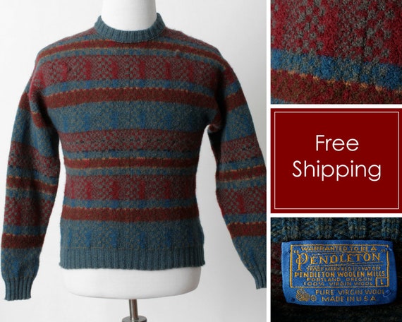 Vintage 1980s Pendleton Made in USA Wool Crewneck Sweater Large