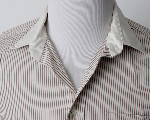 Vintage 70s Hathaway Shirt Dress Men's Stripe Lon… - image 3