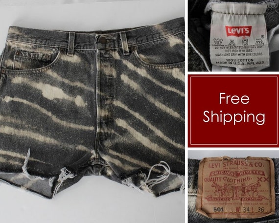 Vintage 90s Levi's Shorts Cut Off 501 Acid Wash B… - image 1