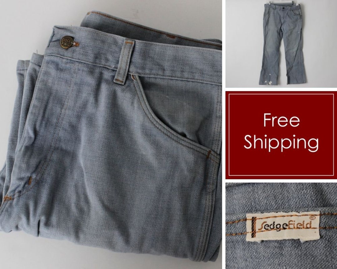 Vintage Sedgefield Jeans Men's Denim Blue Gray Pants 35 X 29 Retro 70's