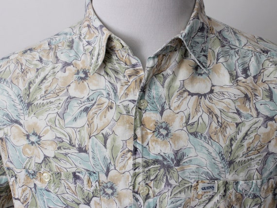 Vintage 80s Guess Shirt Men's Floral Flower Marci… - image 3