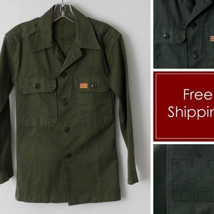 Vintage 70&#39;s Military Shirt Men&#39;s Korean Korea 1977 Green Army - 70&#39;s Retro Extra Small XS XXS
