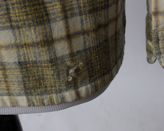 Vintage 50's Wool Plaid Shirt Men's Loop Collar L… - image 6