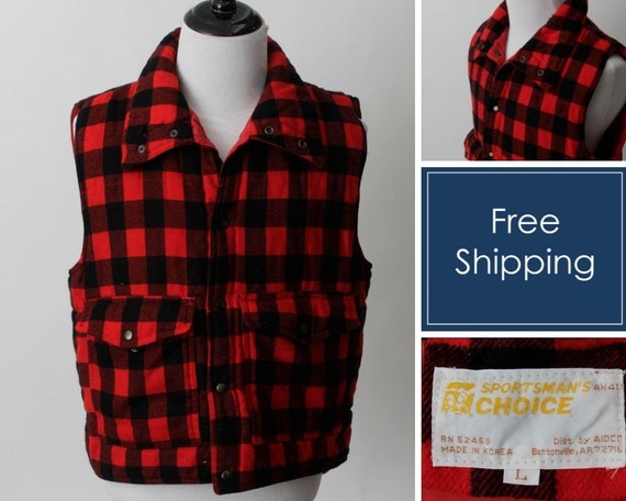 Buffalo plaid store puffer vest