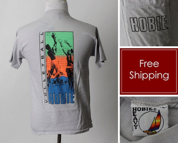 Vintage Hobie Volleyball T Shirt Tee Beach Neon - 80s… - Gem