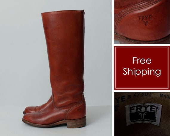 Vintage 90s Frye Boots Women's Tall Riding Brown … - image 1